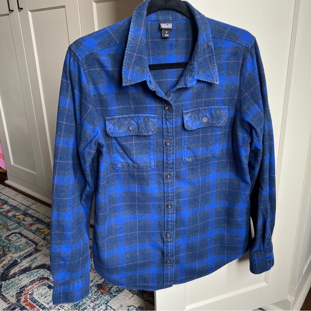 Patagonia plaid Fjord Flannel Shirt Organic Cotton Midweight vista new navy m